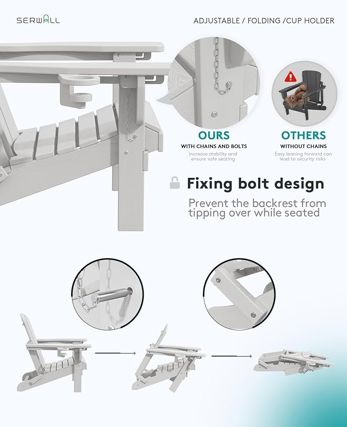 SERWALL Adjustable Folding Adirondack Chair